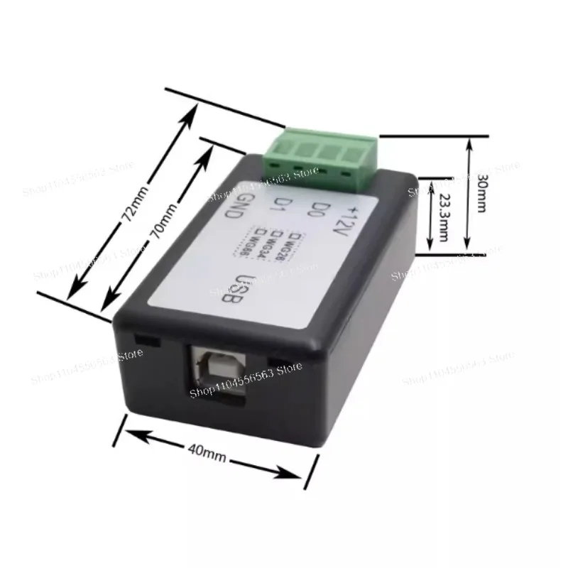 USB converter serial port, Wiegand 26/34 analog keyboard
USB converter serial port, Wiegand 26/34 analog keyboard