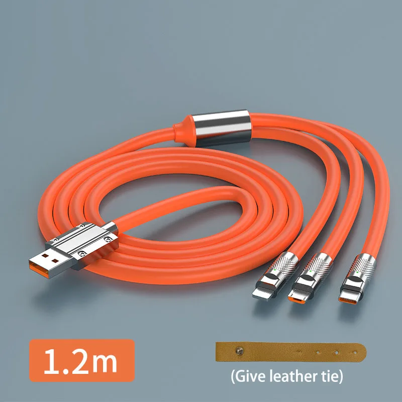 Thickened Silicone Data cable 3-in-1 charging cable 120W 6A fast safety charging cable for IOS/Android/TYPE-C with indicate ligh
Thickened Silicone Data cable 3-in-1 charging cable 120W 6A fast safety charging cable for IOS/Android/TYPE-C with indicate ligh