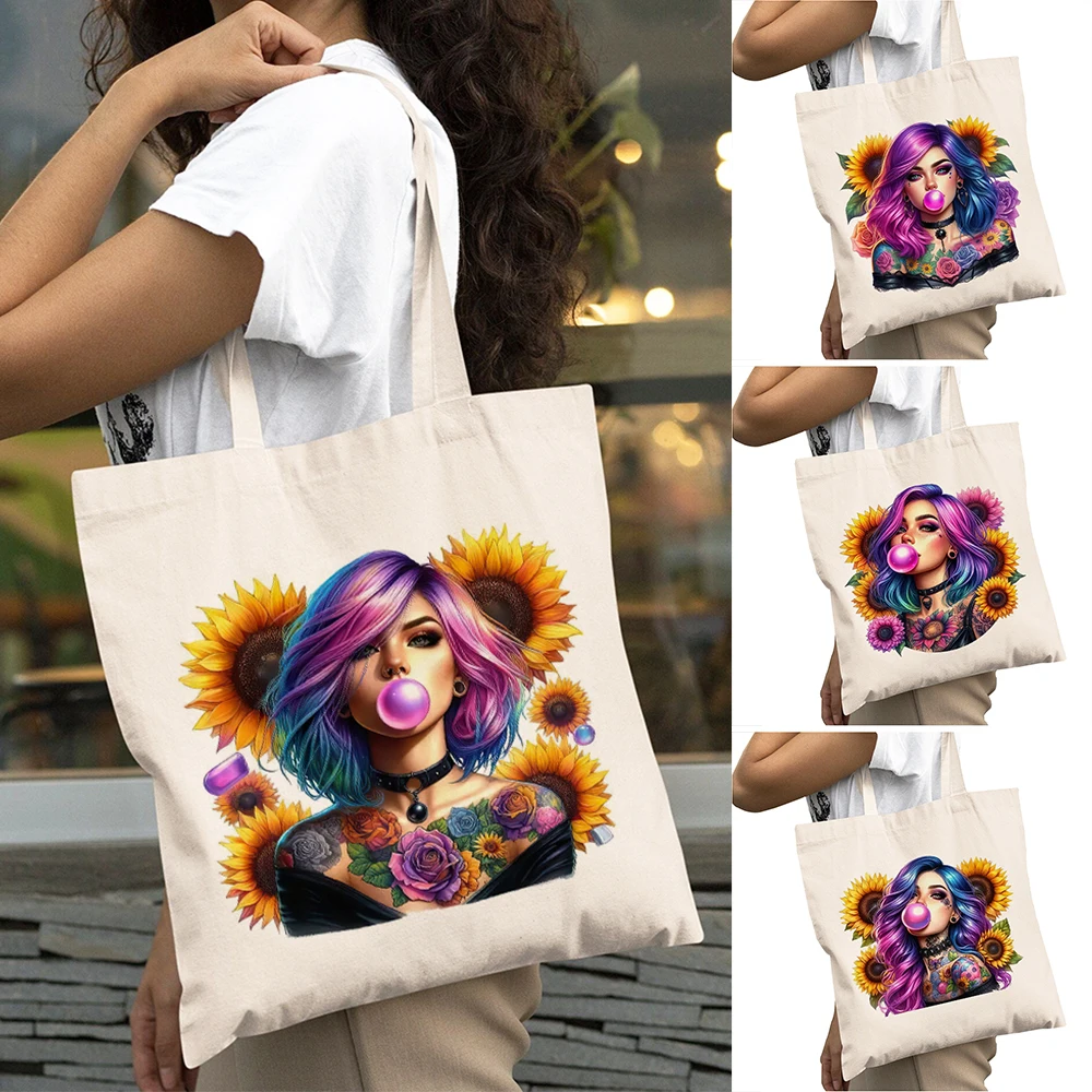 Casual Tattoo Art Girl Daily Use Bag Double Print Purple Hairstyle Women Shopping Shoulder Handbag Big Capacity Lady Floral Bags
Casual Tattoo Art Girl Daily Use Bag Double Print Purple Hairstyle Women Shopping Shoulder Handbag Big Capacity Lady Floral Bags