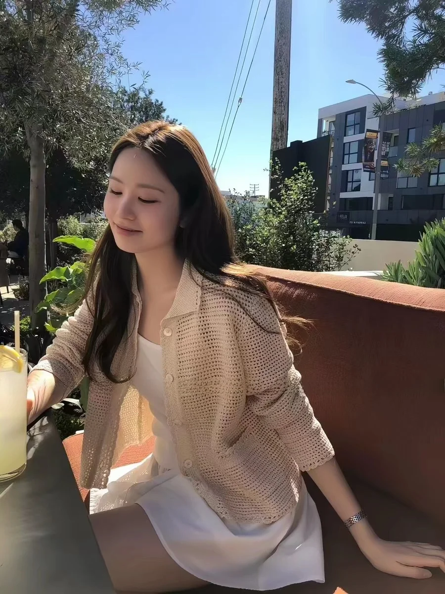 Spring Summer 2026 Women's Knitted Open Cardigan Hollow out Design Turn-down Collar Cotton Standard Fit Seven Sleeve Length
Spring Summer 2026 Women's Knitted Open Cardigan Hollow out Design Turn-down Collar Cotton Standard Fit Seven Sleeve Length
