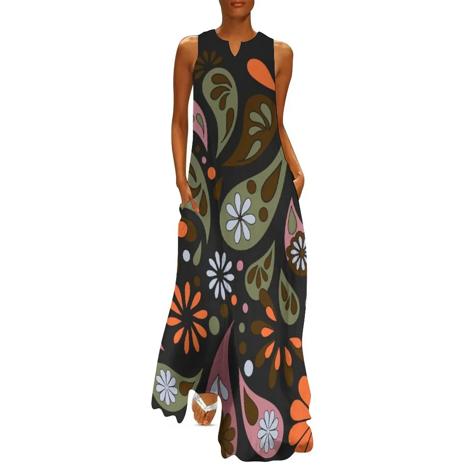 Hand Drawn Fall Autumn Flower Power Paisley Retro Design Long Dress Women's clothing long dress women summer Female dress
Hand Drawn Fall Autumn Flower Power Paisley Retro Design Long Dress Women's clothing long dress women summer Female dress