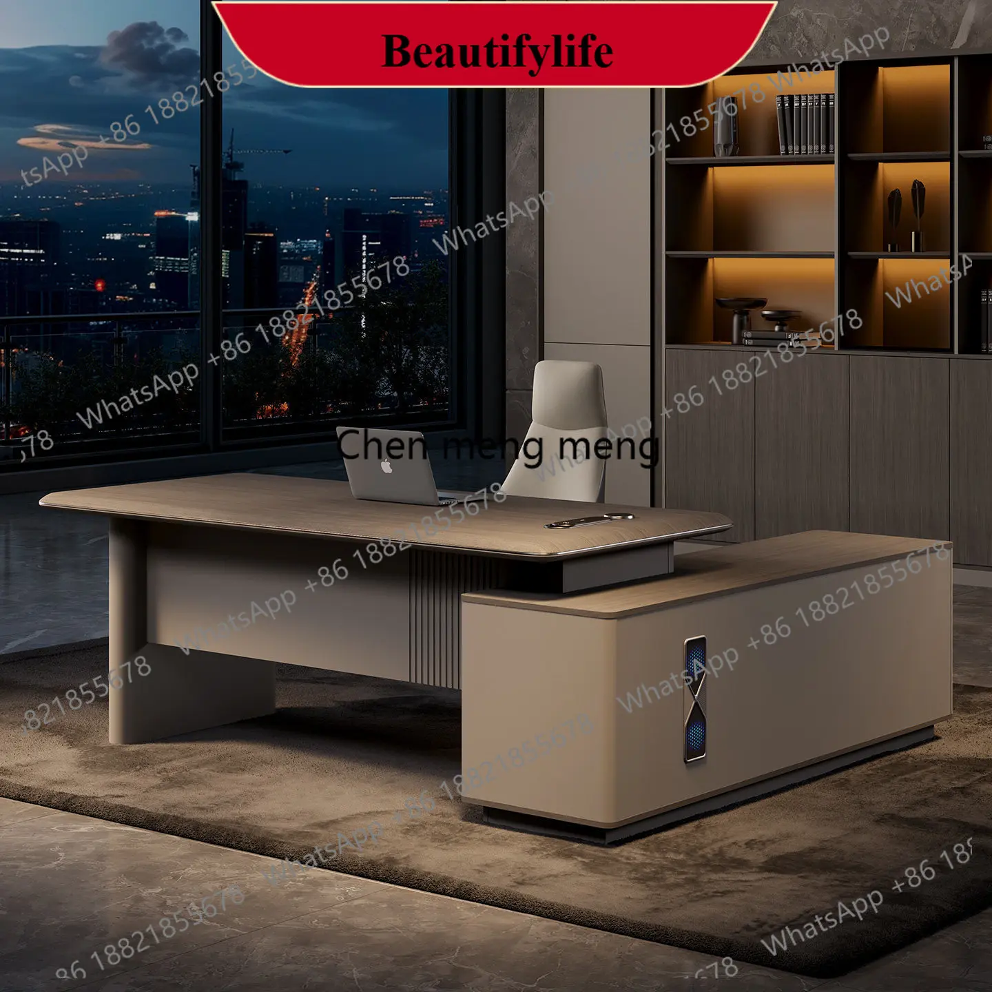 d178 Light luxury simple wood grain high-end boss table office table and chair combination large desk office furniture
d178 Light luxury simple wood grain high-end boss table office table and chair combination large desk office furniture