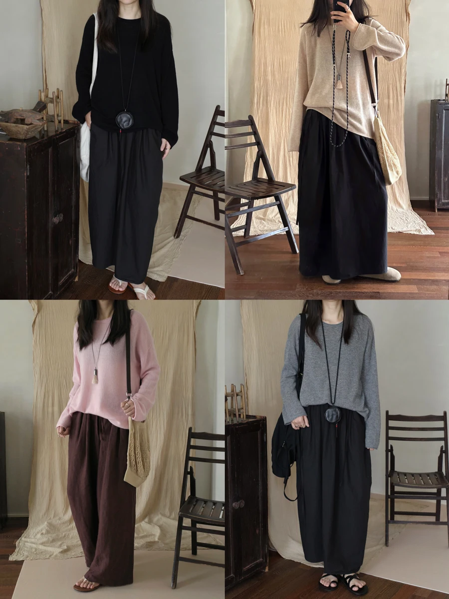 MMCC Camere Blend свитер из австралийской шерсти с круглым вырезом Ne Overhead Lazy Commute Базовый вязаный длинный женский топ све
MMCC Camere Blend свитер из австралийской шерсти с круглым вырезом Ne Overhead Lazy Commute Базовый вязаный длинный женский топ све