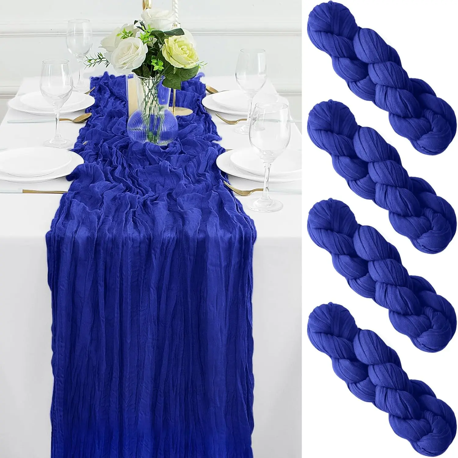 4Pcs Royal Blue Cheesecloth Table Runner 10FT Gauze Cheese Cloth Table Runner 35x120Inch Long Boho Spring Easter Table Runners
4Pcs Royal Blue Cheesecloth Table Runner 10FT Gauze Cheese Cloth Table Runner 35x120Inch Long Boho Spring Easter Table Runners