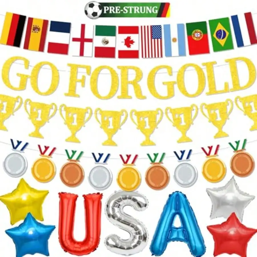 World Football Soccer 2026 International Cup Banner Pre-Strung Go For Gold Banner No DIY Golden Glitter Banner Ship Banner For Sports Game Football Soccer 2026 International Competition Themed Party Decorations Plies
World Football Soccer 2026 International Cup Banner Pre-Strung Go For Gold Banner No DIY Golden Glitter Banner Ship Banner For Sports Game Football Soccer 2026 International Competition Themed Party Decorations Plies