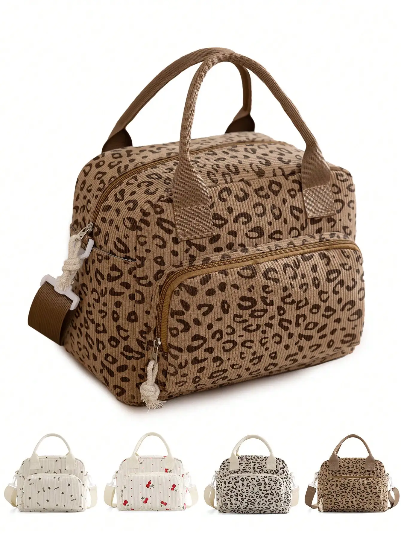 Leopard Print Insulated Lunch Bag For Women, Large Capacity Reusable Lunch Tote With Shoulder Strap, Cute Cherry Corduroy Lunch Box Cooler For Work, Office, School, Travel, Picnic, Stylish Thermal Food Storage Bag Multifunctional Picnic Bag School Supplie
Leopard Print Insulated Lunch Bag For Women, Large Capacity Reusable Lunch Tote With Shoulder Strap, Cute Cherry Corduroy Lunch Box Cooler For Work, Office, School, Travel, Picnic, Stylish Thermal Food Storage Bag Multifunctional Picnic Bag School Supplie