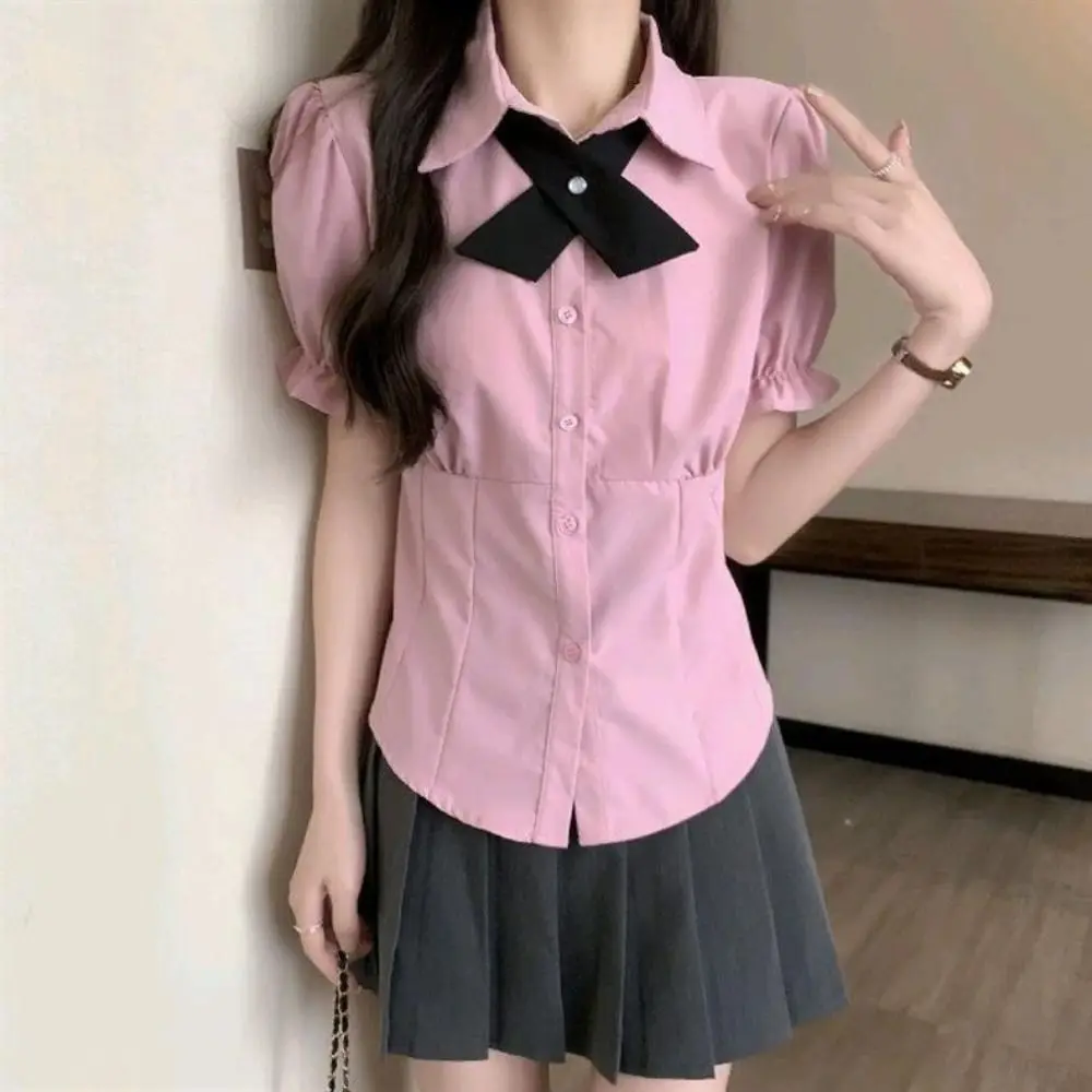 College Style Bowknot JK Short Sleeve Shirts Puff Sleeve Y2K Slim Blouse Women Preppy Style Crop Top Sweet Girls Shirts Student
College Style Bowknot JK Short Sleeve Shirts Puff Sleeve Y2K Slim Blouse Women Preppy Style Crop Top Sweet Girls Shirts Student