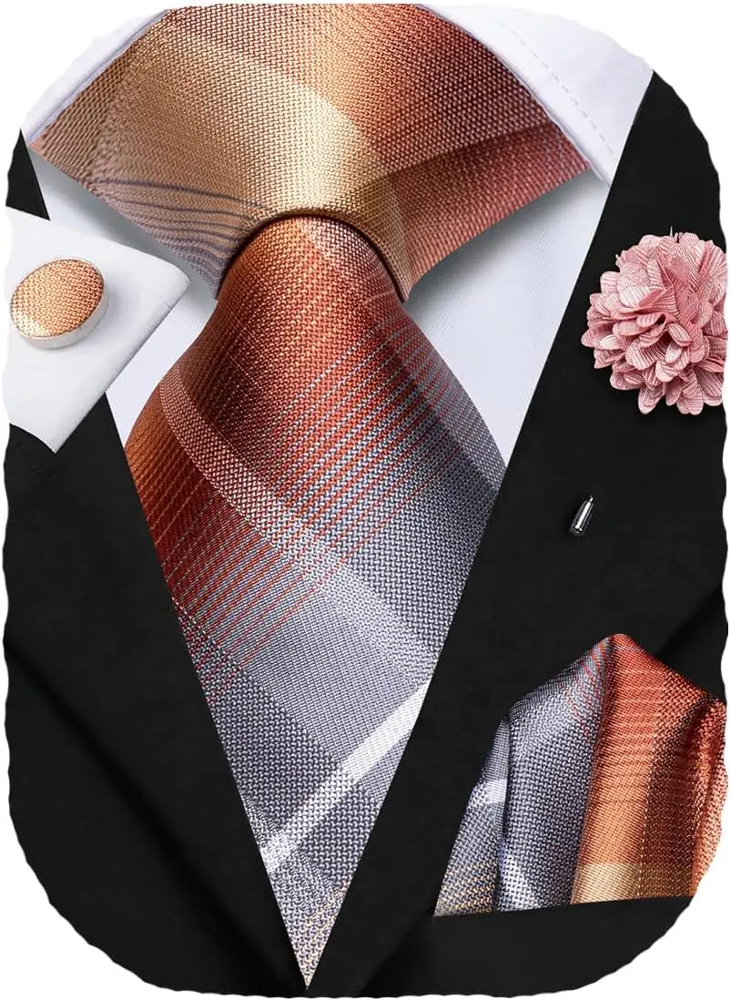 Men's Silk Ties Set with Pocket Square Cufflinks Lapel Pin Formal Wedding Business
Men's Silk Ties Set with Pocket Square Cufflinks Lapel Pin Formal Wedding Business