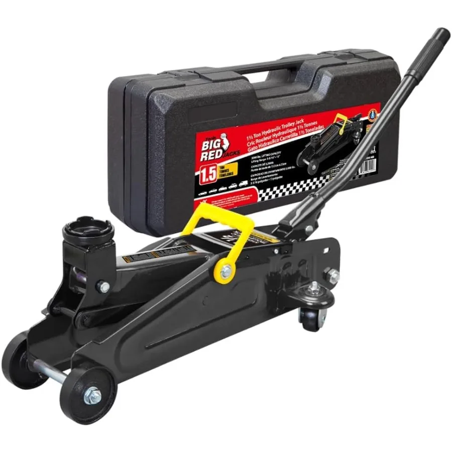 1.5 Ton Low Profile Hydraulic Trolly Service/Floor Jack with Blow Mold Carrying Storage Case Lifting Range 5.6"-13" Black
1.5 Ton Low Profile Hydraulic Trolly Service/Floor Jack with Blow Mold Carrying Storage Case Lifting Range 5.6"-13" Black