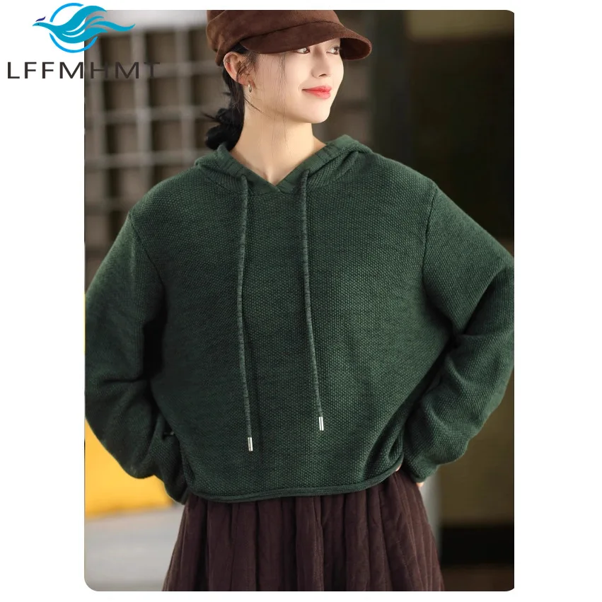 Elegant Women's Winter Vintage Fried Dyed Cotton Knit Short Version Pullover Hooded Sweater Casual Loose Hoodie Sweater
Elegant Women's Winter Vintage Fried Dyed Cotton Knit Short Version Pullover Hooded Sweater Casual Loose Hoodie Sweater