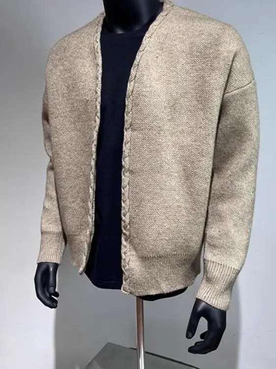 American Retro Khaki Knitted Cardigan Men's Trendy Brand Versatile High-End Feeling Old Money Sle Woven Chain Sweater Coat
American Retro Khaki Knitted Cardigan Men's Trendy Brand Versatile High-End Feeling Old Money Sle Woven Chain Sweater Coat