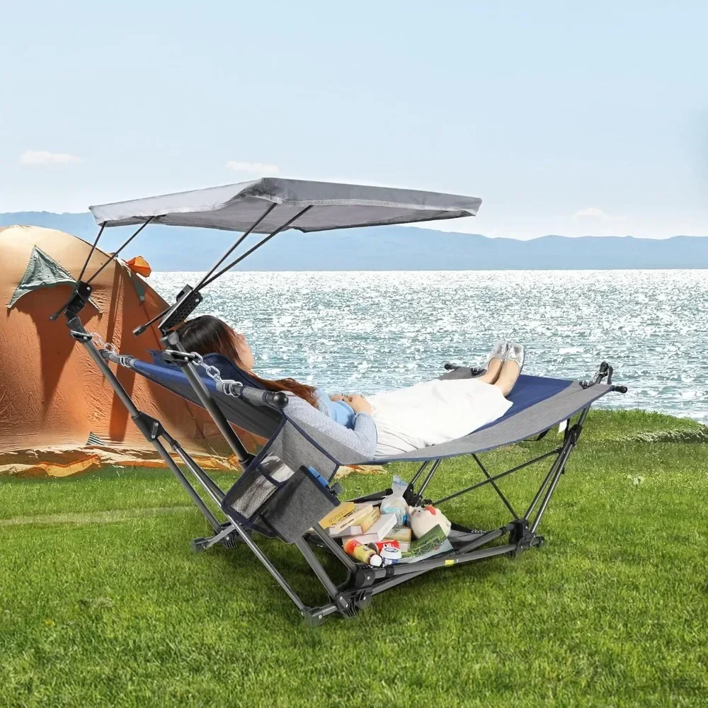 Folding Hammock with Removable Canopy and Pillow, Freestanding Portable Hammock with Collapsible Stand for Outdoor Yard Beach
Folding Hammock with Removable Canopy and Pillow, Freestanding Portable Hammock with Collapsible Stand for Outdoor Yard Beach