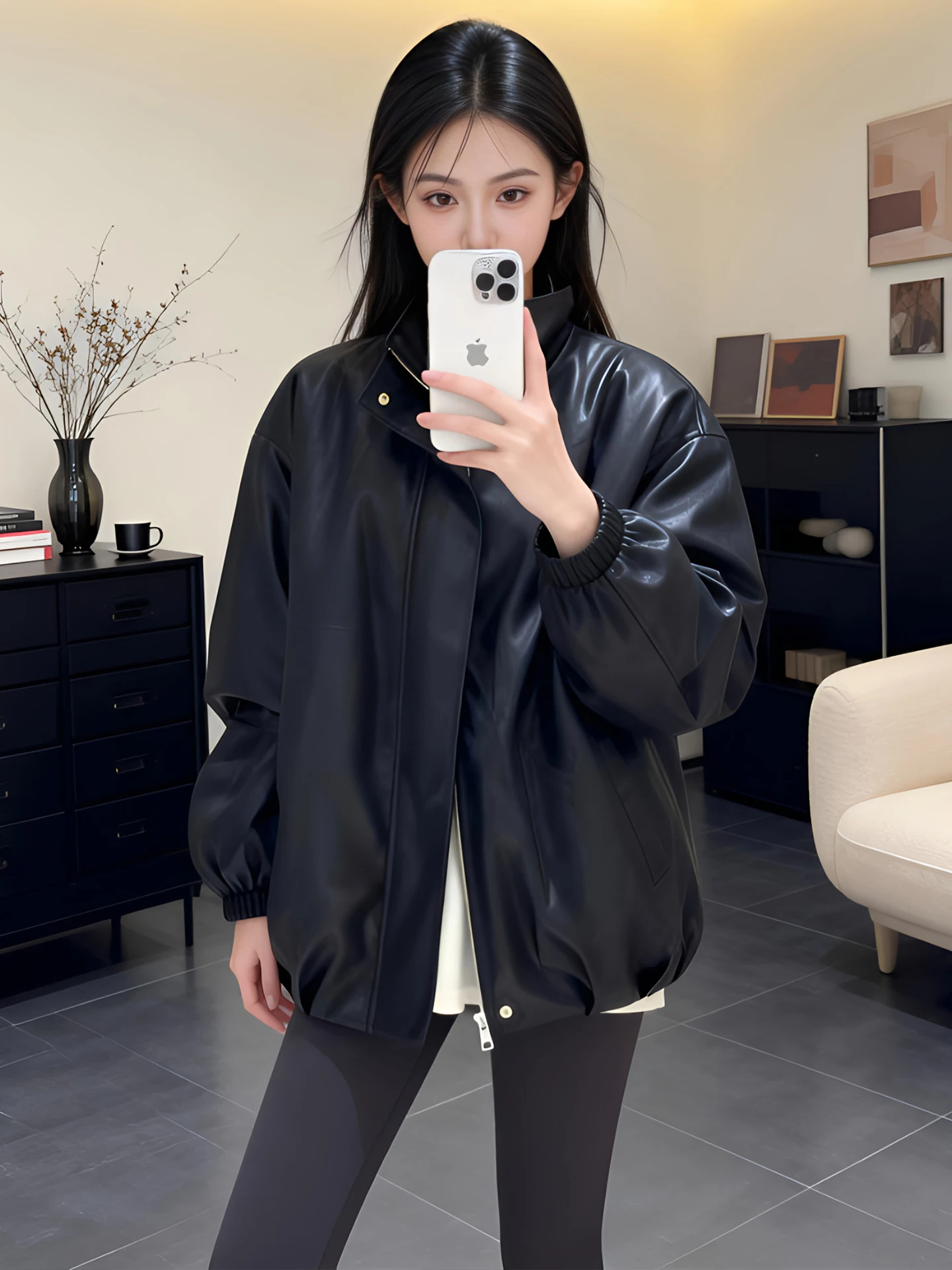 Retro Fashion Stand Collar Loose Leather Jacket Women Thickened Casual Style Cool Feeling Autumn Winter New Arrival Coat
Retro Fashion Stand Collar Loose Leather Jacket Women Thickened Casual Style Cool Feeling Autumn Winter New Arrival Coat