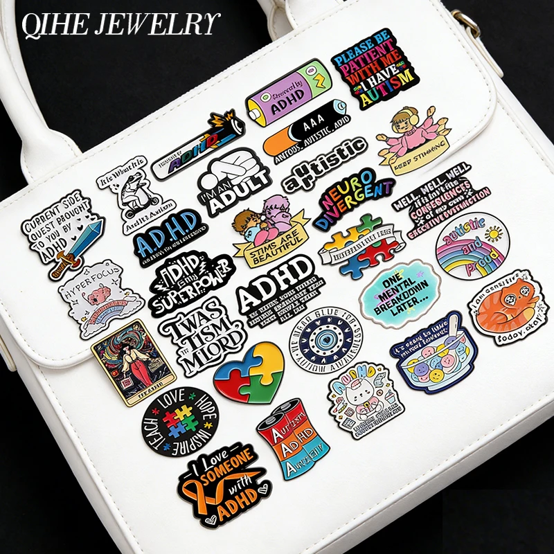 ADHD Autism Series Enamel Pin Neurospicy Autistic Anxious Awareness Puzzle Mental Health Brooch Lapel Badge Jewelry Friends Gift
ADHD Autism Series Enamel Pin Neurospicy Autistic Anxious Awareness Puzzle Mental Health Brooch Lapel Badge Jewelry Friends Gift