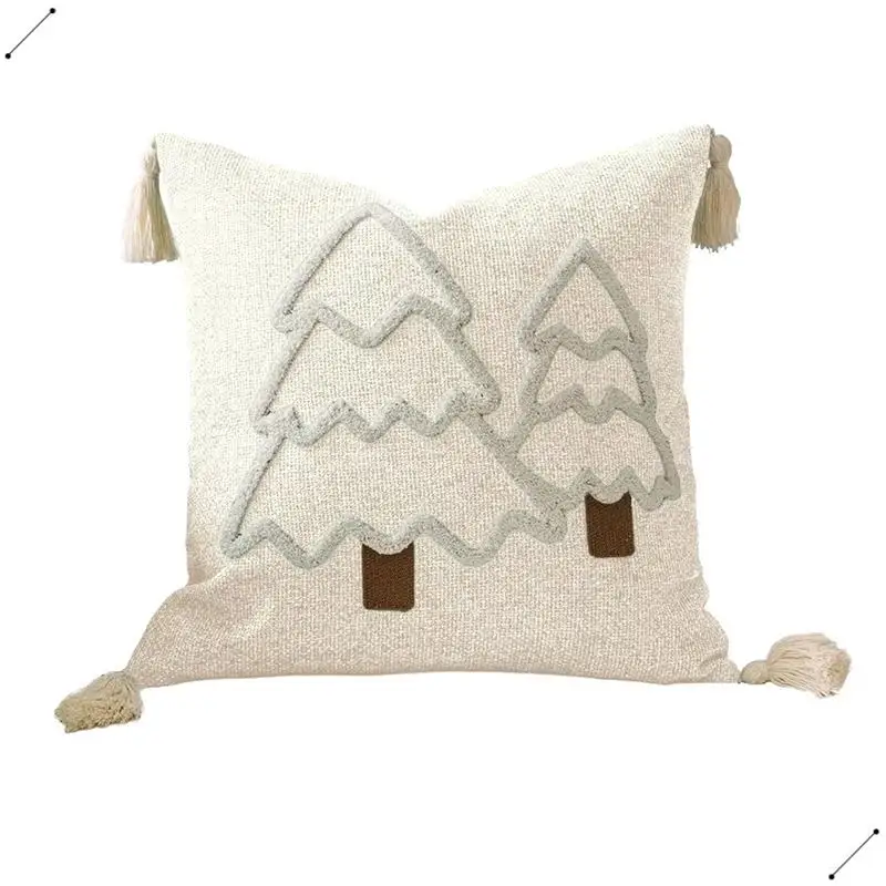 Christmas Tree Embroidery Cushion Cover Festive Cotton Canvas Pillow Case With Tassels New Year Home Decor
Christmas Tree Embroidery Cushion Cover Festive Cotton Canvas Pillow Case With Tassels New Year Home Decor