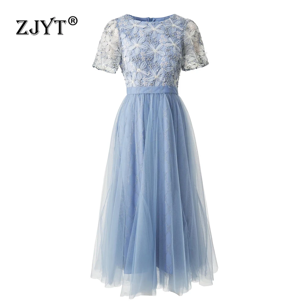 ZJYT Fashion Summer Embroidery Mesh Dresses for Women 2026 New Elegant Short Sleeve Party Long Dress Female Lady Vestidos Blue
ZJYT Fashion Summer Embroidery Mesh Dresses for Women 2026 New Elegant Short Sleeve Party Long Dress Female Lady Vestidos Blue