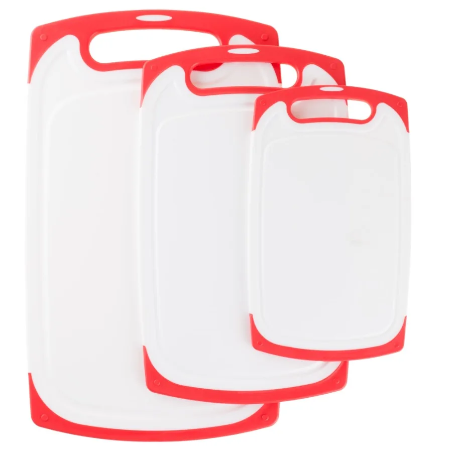 3-Piece Plastic Cutting Boards with Juice Groove Red
3-Piece Plastic Cutting Boards with Juice Groove Red