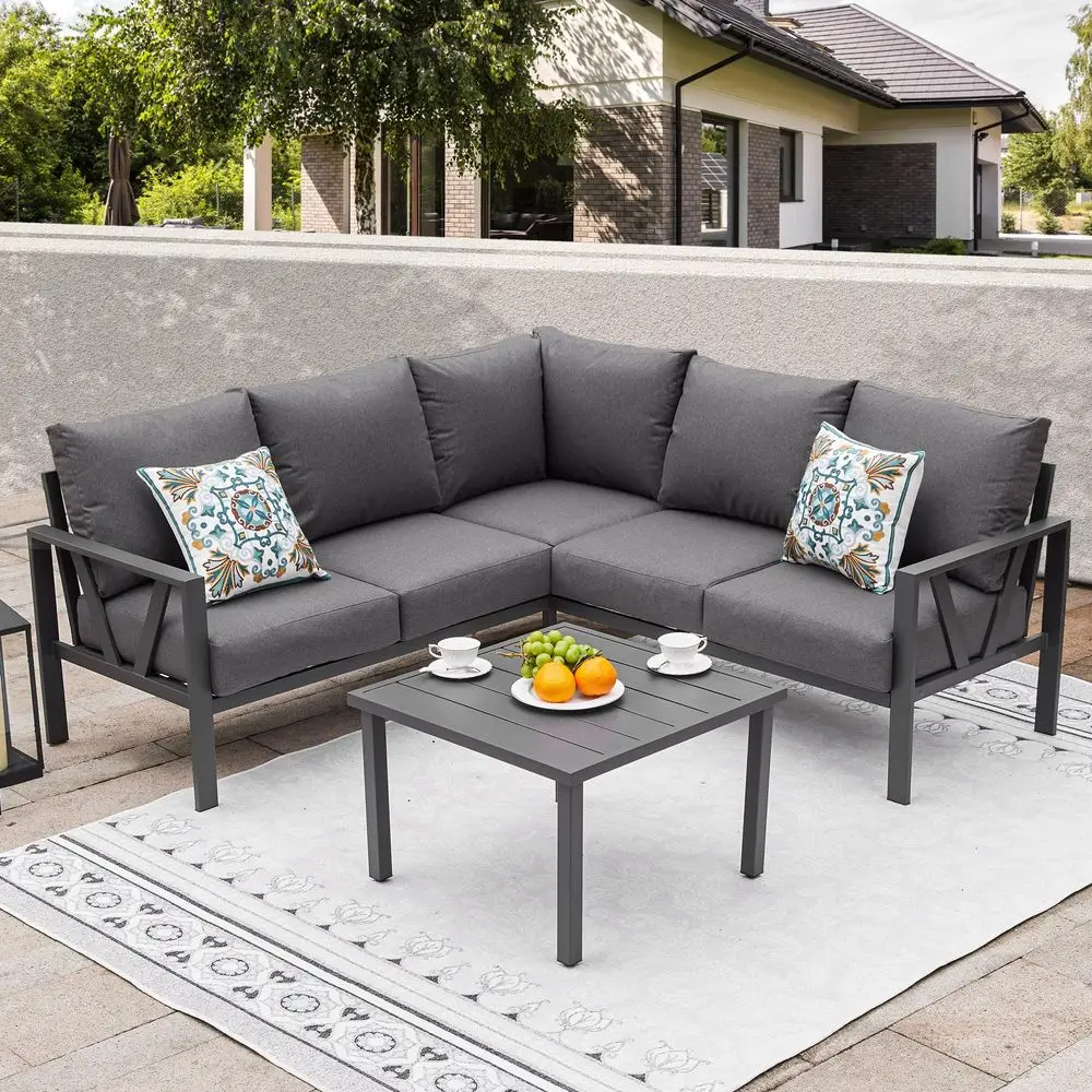 Furniture Set, 6 Pieces Outdoor Couch Sectional, L Shaped Patio Sofa, Metal Patio Couch Sectional with Side Table, Outdoor Seat
Furniture Set, 6 Pieces Outdoor Couch Sectional, L Shaped Patio Sofa, Metal Patio Couch Sectional with Side Table, Outdoor Seat