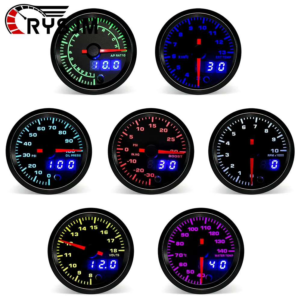2" 52mm 7 Color LED Dual Digit Display Boost / Water / Oil temp / Oil press / Volt / Air fuel Ratio / EGT / Tachometer Car Gauge
2" 52mm 7 Color LED Dual Digit Display Boost / Water / Oil temp / Oil press / Volt / Air fuel Ratio / EGT / Tachometer Car Gauge