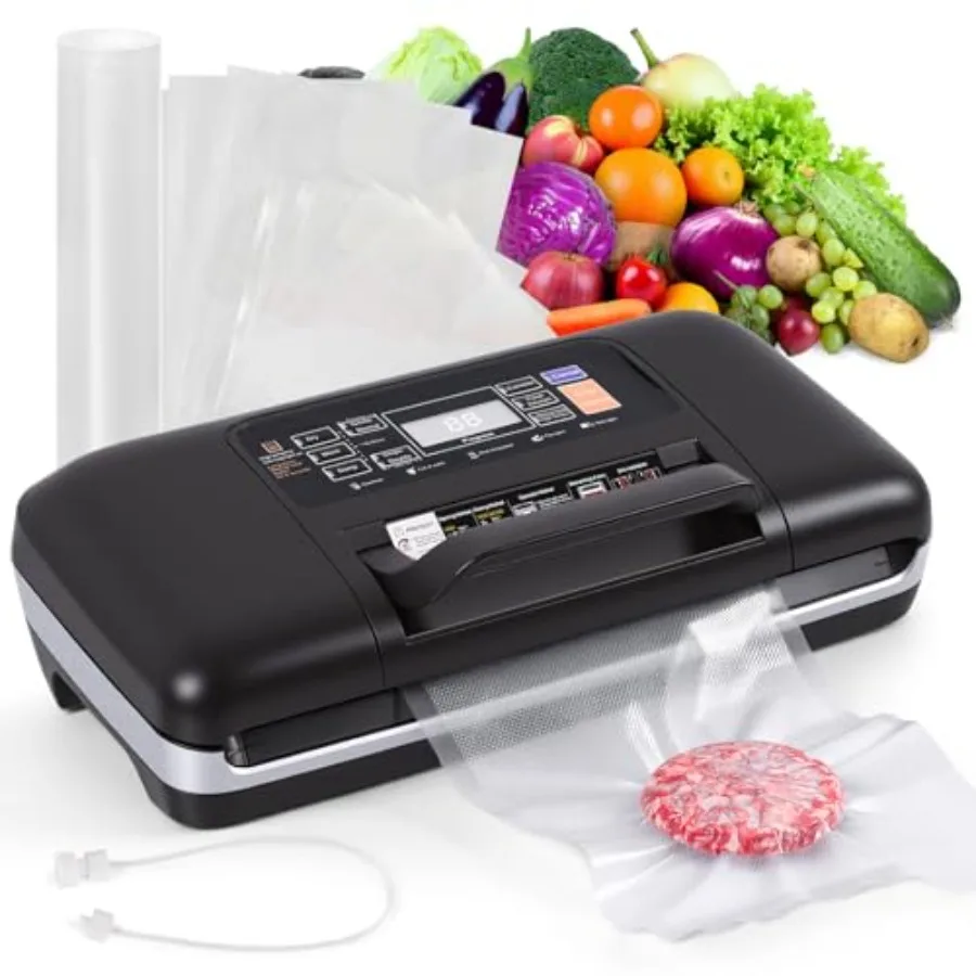 Vacuum sealer for kitchen use, ABS plastic body, black color, strong suction with one-touch operation, double seal strip, built
Vacuum sealer for kitchen use, ABS plastic body, black color, strong suction with one-touch operation, double seal strip, built