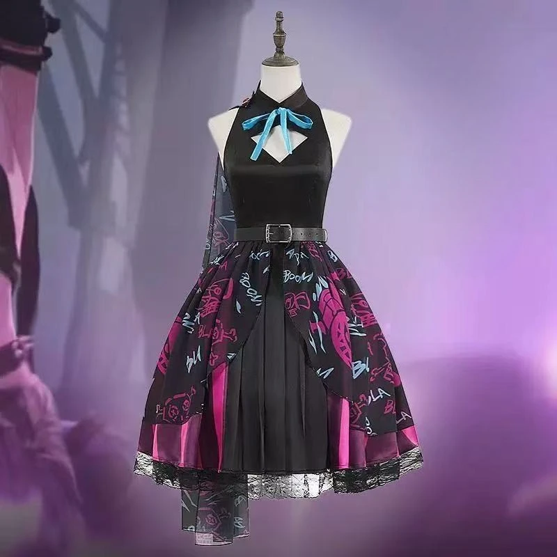 Game Jinx Powder LOL Cosplay Costume Jinx Cosplay Black Purple Dress Woman Halloween Carnival Party Performance Gown Dress
Game Jinx Powder LOL Cosplay Costume Jinx Cosplay Black Purple Dress Woman Halloween Carnival Party Performance Gown Dress