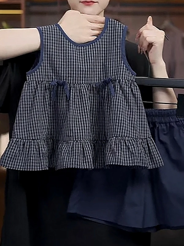 Girls Summer Sleeveless Plaid Shorts Set Bow Tie Outfit Fashionable Casual Sportswear Two-Piece Ensemble Spring Summer Wear
Girls Summer Sleeveless Plaid Shorts Set Bow Tie Outfit Fashionable Casual Sportswear Two-Piece Ensemble Spring Summer Wear