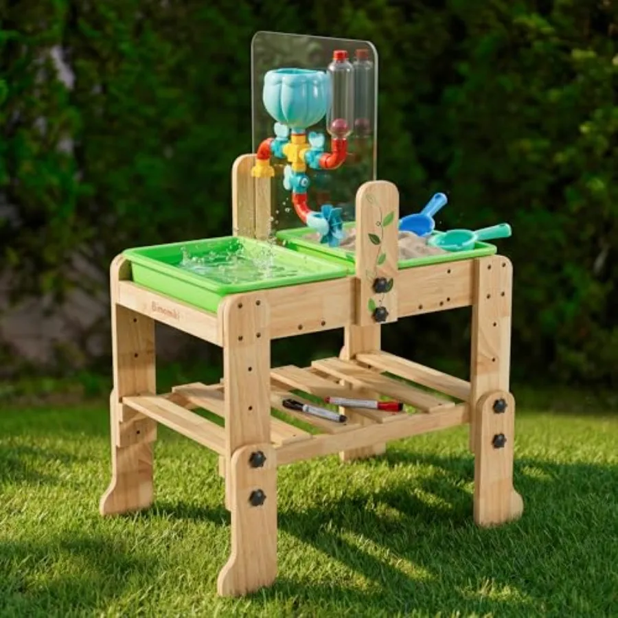 4-in-1 Wooden Toddler Water Table 1-3 Years Adjustable Montessori Outdoor Play Station with Water Pipe System Acrylic Drawing B
4-in-1 Wooden Toddler Water Table 1-3 Years Adjustable Montessori Outdoor Play Station with Water Pipe System Acrylic Drawing B