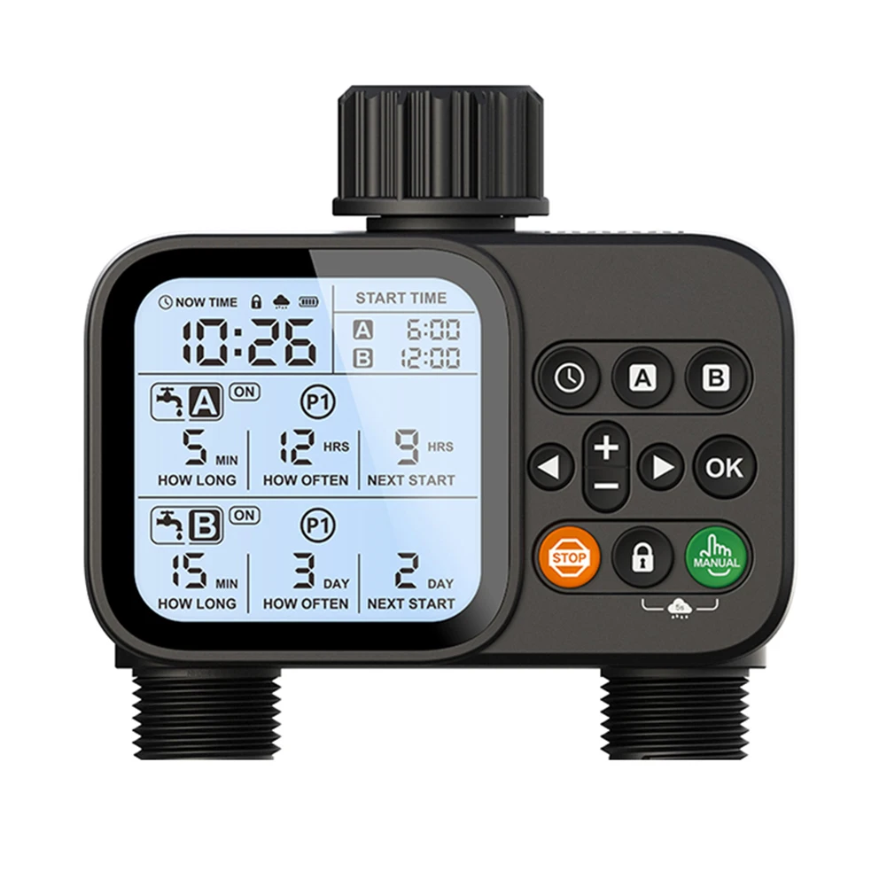 Water Timer Smart Dual Outlet Irrigation Timer: Effortless Auto & Manual Watering Control Watering Equipment Connectors Clamp
Water Timer Smart Dual Outlet Irrigation Timer: Effortless Auto & Manual Watering Control Watering Equipment Connectors Clamp