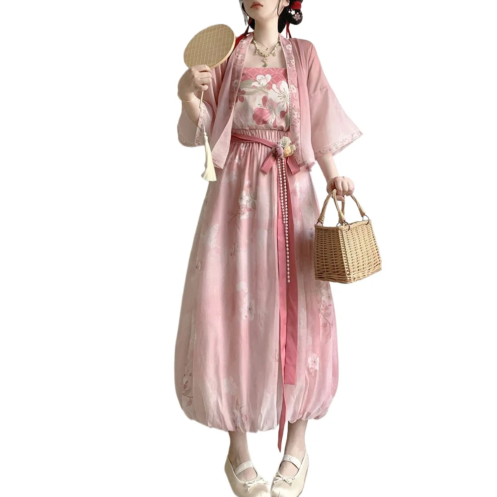 Women's Hanfu Song Style Short Shirt, Flower Bud Pants Skirt, Shorts Set, Daily Summer Style
Women's Hanfu Song Style Short Shirt, Flower Bud Pants Skirt, Shorts Set, Daily Summer Style