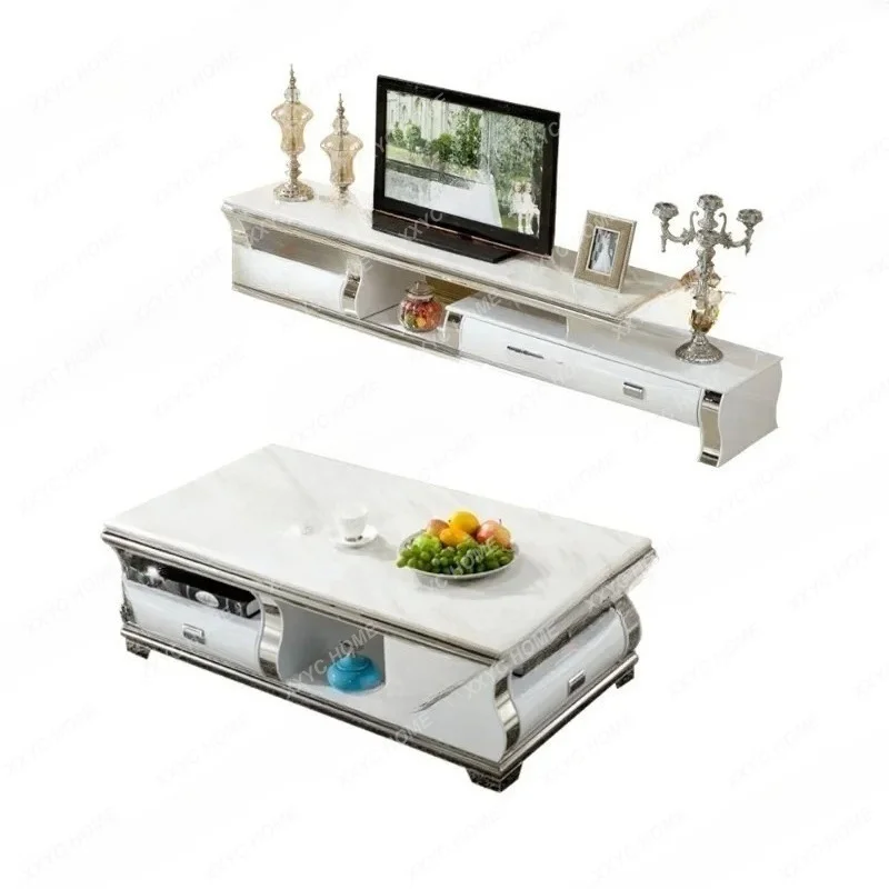 Linlamlim Stylish Living Room Furniture Set with Marble Stainless Steel Foldable TV Stand and Coffee Table TV Table
Linlamlim Stylish Living Room Furniture Set with Marble Stainless Steel Foldable TV Stand and Coffee Table TV Table