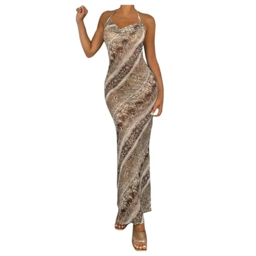 OYOANGLE Women's Snakeskin Print Draped Halter See Through Cover Up Dress Summer Vacation Cami Dresses
OYOANGLE Women's Snakeskin Print Draped Halter See Through Cover Up Dress Summer Vacation Cami Dresses