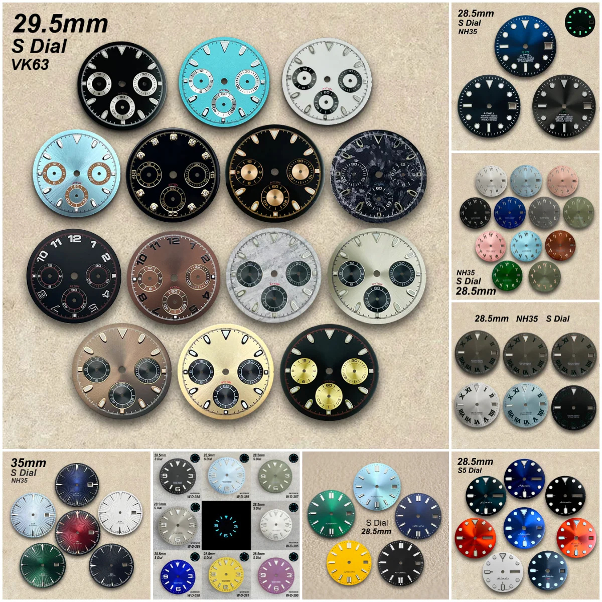 28.5/29.5/35 mm S/S5 Logo DTN Panda/Arab/GMT Dial Fit NH35/NH36/NH34/VK63 Movement Green Luminous Watch Modification Accessories
28.5/29.5/35 mm S/S5 Logo DTN Panda/Arab/GMT Dial Fit NH35/NH36/NH34/VK63 Movement Green Luminous Watch Modification Accessories