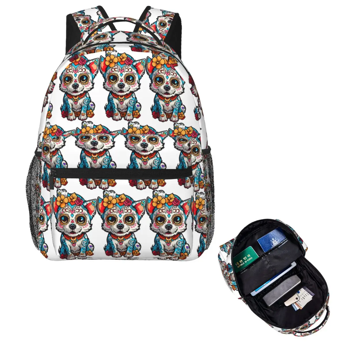 Dog Sugar Skull Halloween Student Backpack School Bag Hiking Travel Daypack for Men Women Fashion Bookbag Shoulder Bags
Dog Sugar Skull Halloween Student Backpack School Bag Hiking Travel Daypack for Men Women Fashion Bookbag Shoulder Bags
