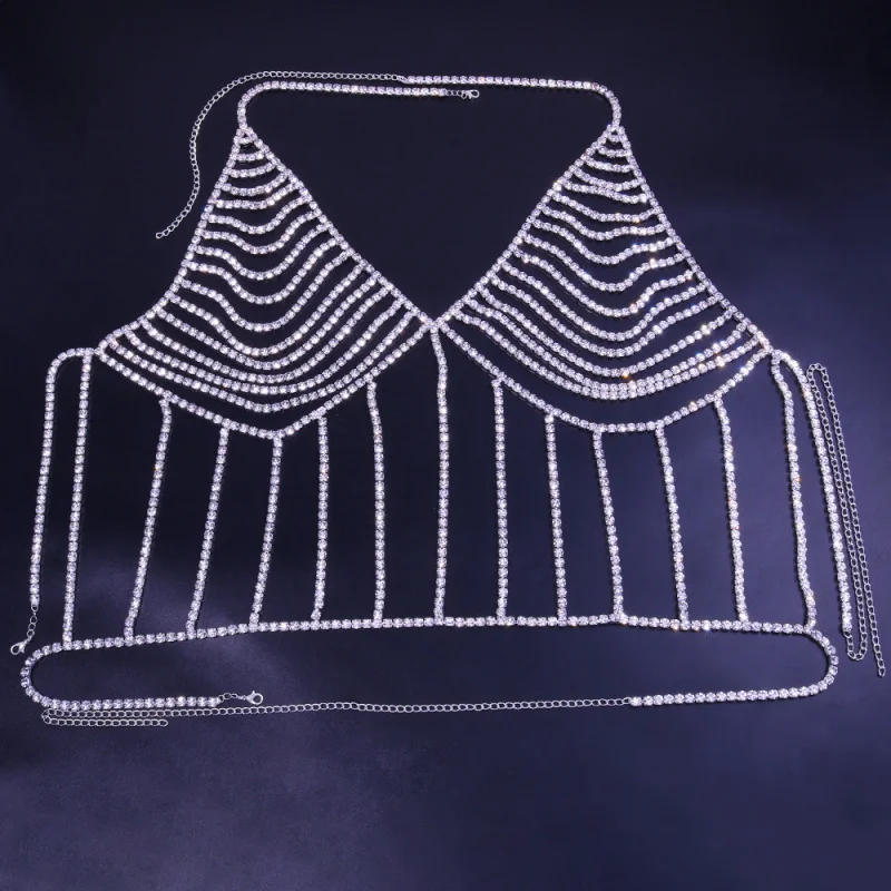 Body Chain Cross-border hot New Rhinestone multilayer Bra and Panties Luxurious Sexy Party Dance Underwear Body ornaments
Body Chain Cross-border hot New Rhinestone multilayer Bra and Panties Luxurious Sexy Party Dance Underwear Body ornaments