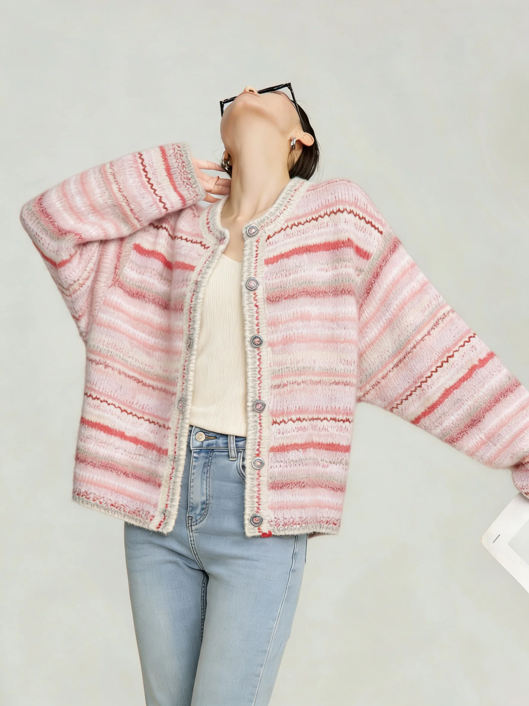 Pink adient Striped round Ne Knitted Sweater Cardigan Women's Unique Beautiful Spring Faion Vintage Sle Loose Fit Lon...
Pink adient Striped round Ne Knitted Sweater Cardigan Women's Unique Beautiful Spring Faion Vintage Sle Loose Fit Lon...
