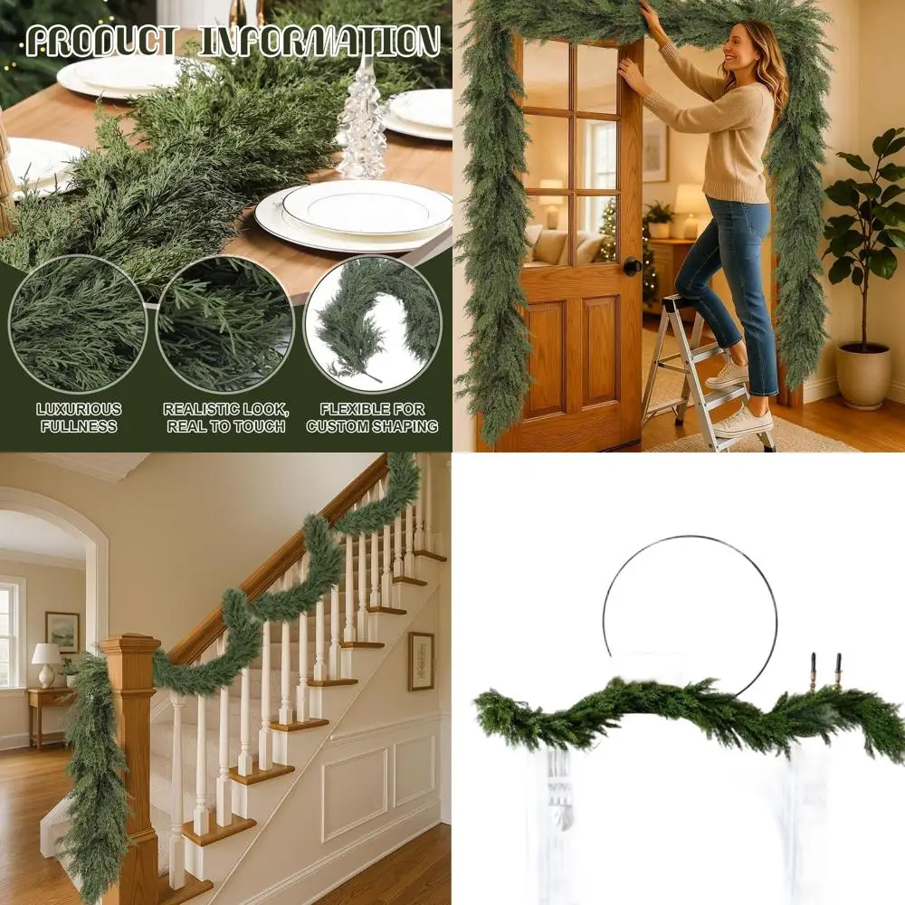 Толстая и роскошная 9-футовая гирлянда из искусственного кедра с кипарисом на Рождество, зимний домашний декор и сезонные торжества
Толстая и роскошная 9-футовая гирлянда из искусственного кедра с кипарисом на Рождество, зимний домашний декор и сезонные торжества