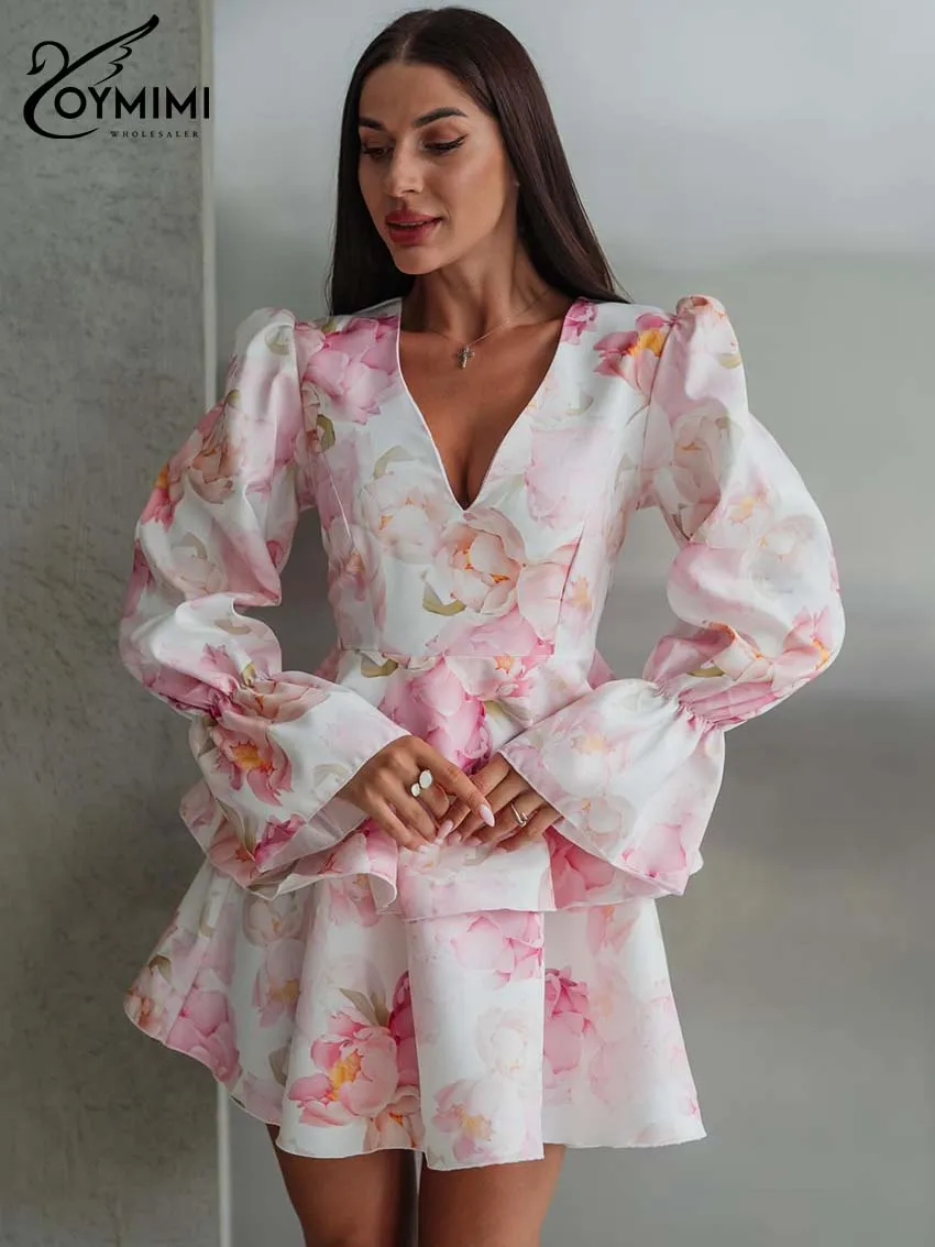 Oymimi Elegant Pink Print Womens Dresses Fashion Deep V-Neck Long Sleeve Lace-Up Dresses Autumn High Waist Pleated Mini Dress
Oymimi Elegant Pink Print Womens Dresses Fashion Deep V-Neck Long Sleeve Lace-Up Dresses Autumn High Waist Pleated Mini Dress