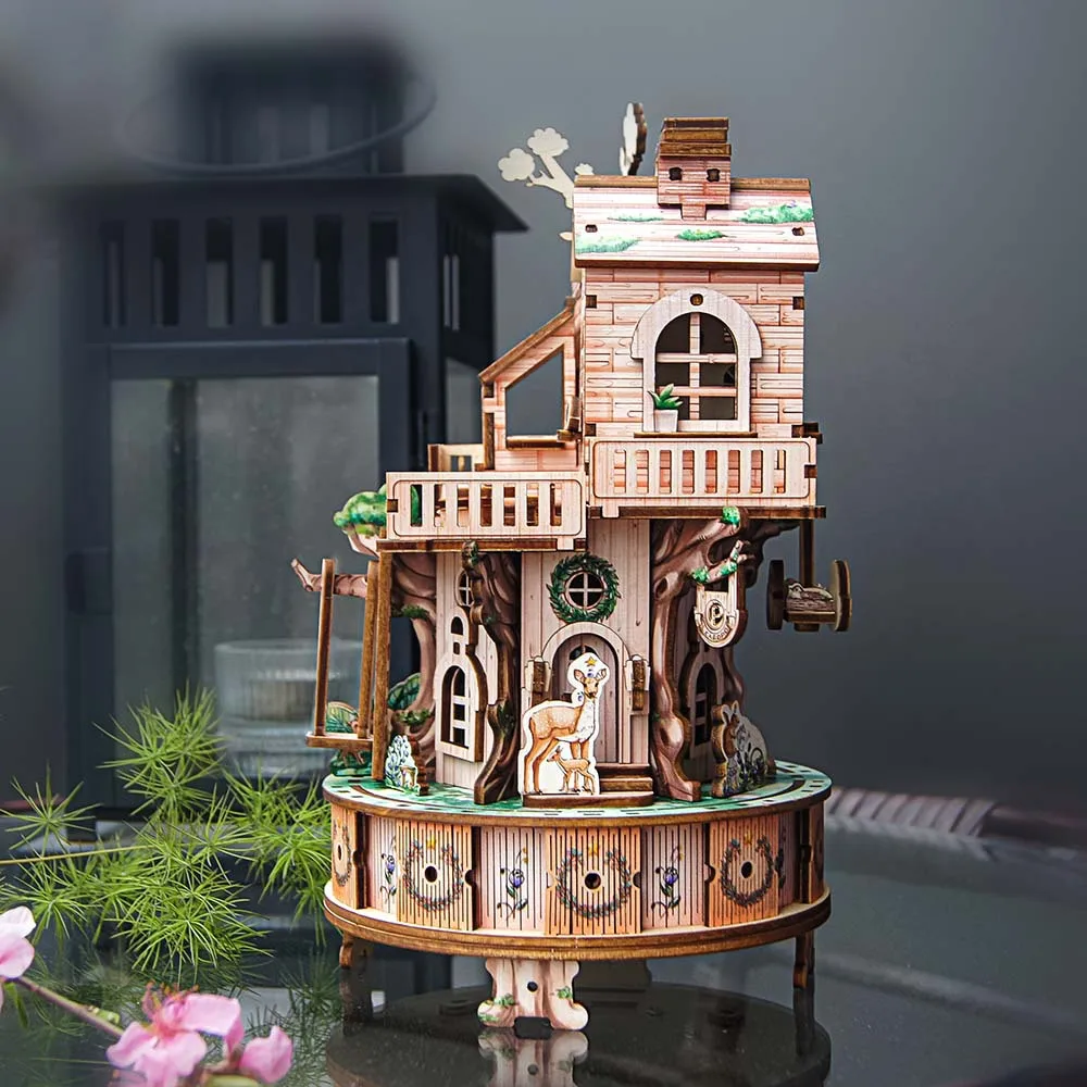 DIY 3D Wooden Puzzle Tree House Music Box Miniature Model Kits Assembly Jigsaw Puzzles for Friends Birthday Gifts
DIY 3D Wooden Puzzle Tree House Music Box Miniature Model Kits Assembly Jigsaw Puzzles for Friends Birthday Gifts