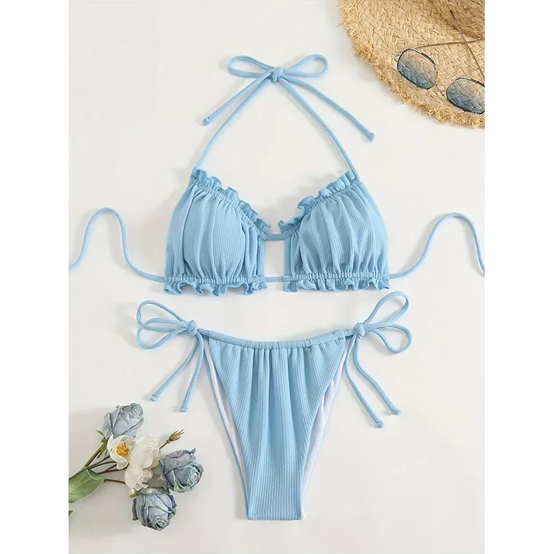 Blue Micro Bikini 2025 New Brazilian Biquini Bandeau Thong Swimsuit Women Ribbed Bathing Suit Swimwear Female Summer Beach Wear
Blue Micro Bikini 2025 New Brazilian Biquini Bandeau Thong Swimsuit Women Ribbed Bathing Suit Swimwear Female Summer Beach Wear