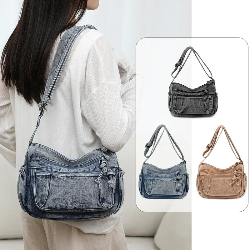 Women Retro Travel Sling Shoulder Bag Casual Washed Denim Commuting Crossbody Bag Female Shopping Tote Handbags Large Day Pack
Women Retro Travel Sling Shoulder Bag Casual Washed Denim Commuting Crossbody Bag Female Shopping Tote Handbags Large Day Pack