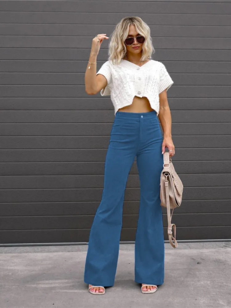 Pantalones De Mujer Solid Color Temperament Women's Trousers Vintage Flared Pants High-waisted Casual Pants Commuting Pant Sets
Pantalones De Mujer Solid Color Temperament Women's Trousers Vintage Flared Pants High-waisted Casual Pants Commuting Pant Sets