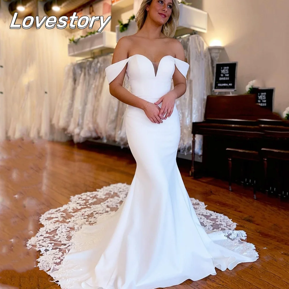 Sexy Mermaid Wedding Dresses Satin Lace Elegant Bridal Dress Sweetheart Off Shoulder Bridal Gowns New Backless Vestidos De Novia
Sexy Mermaid Wedding Dresses Satin Lace Elegant Bridal Dress Sweetheart Off Shoulder Bridal Gowns New Backless Vestidos De Novia
