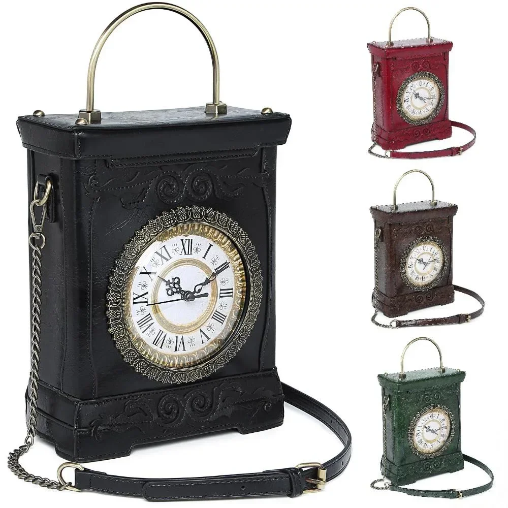 Fashionable and creative three-dimensional handbag with large capacity, retro style, rotatable clock, diagonal cross bag 
Fashionable and creative three-dimensional handbag with large capacity, retro style, rotatable clock, diagonal cross bag