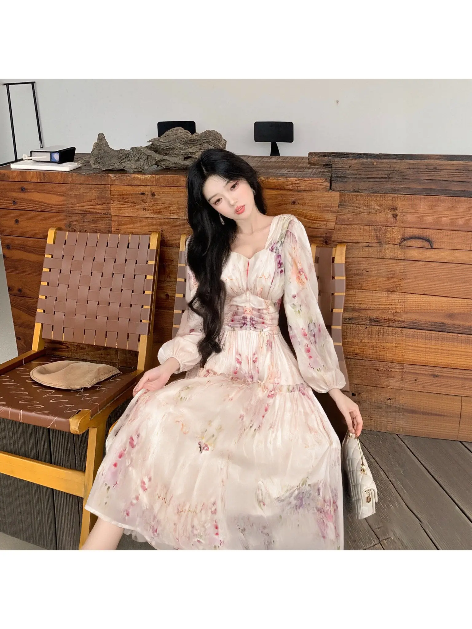 Elegant Floral Print Maxi Dress Women's High Waist Slim Fit Long Sleeve Minimalist Style Spring Autumn Season Polyester Fabric
Elegant Floral Print Maxi Dress Women's High Waist Slim Fit Long Sleeve Minimalist Style Spring Autumn Season Polyester Fabric