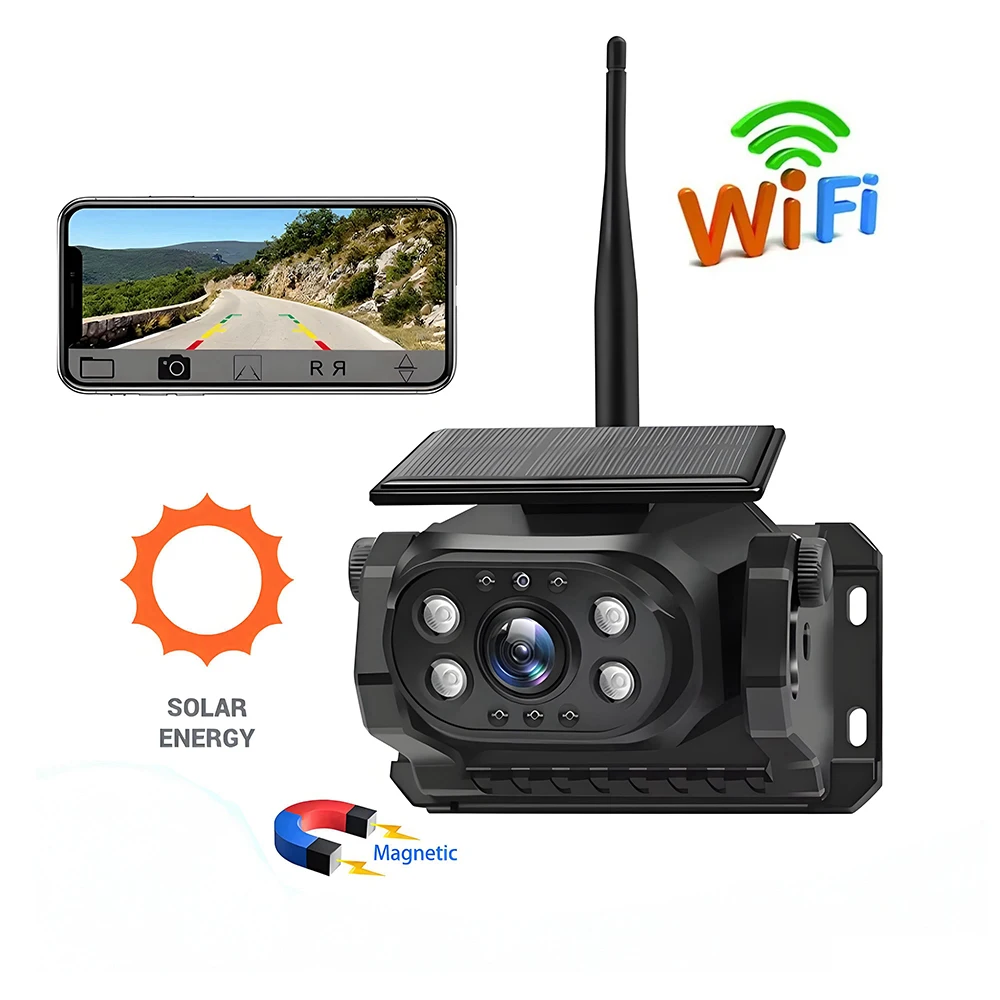 Magnetic Solar Wireless WiFi 1080P Rear View Backup Camera Built-In Battery iPhone Android APP Waterproof for RV Truck Camper
Magnetic Solar Wireless WiFi 1080P Rear View Backup Camera Built-In Battery iPhone Android APP Waterproof for RV Truck Camper