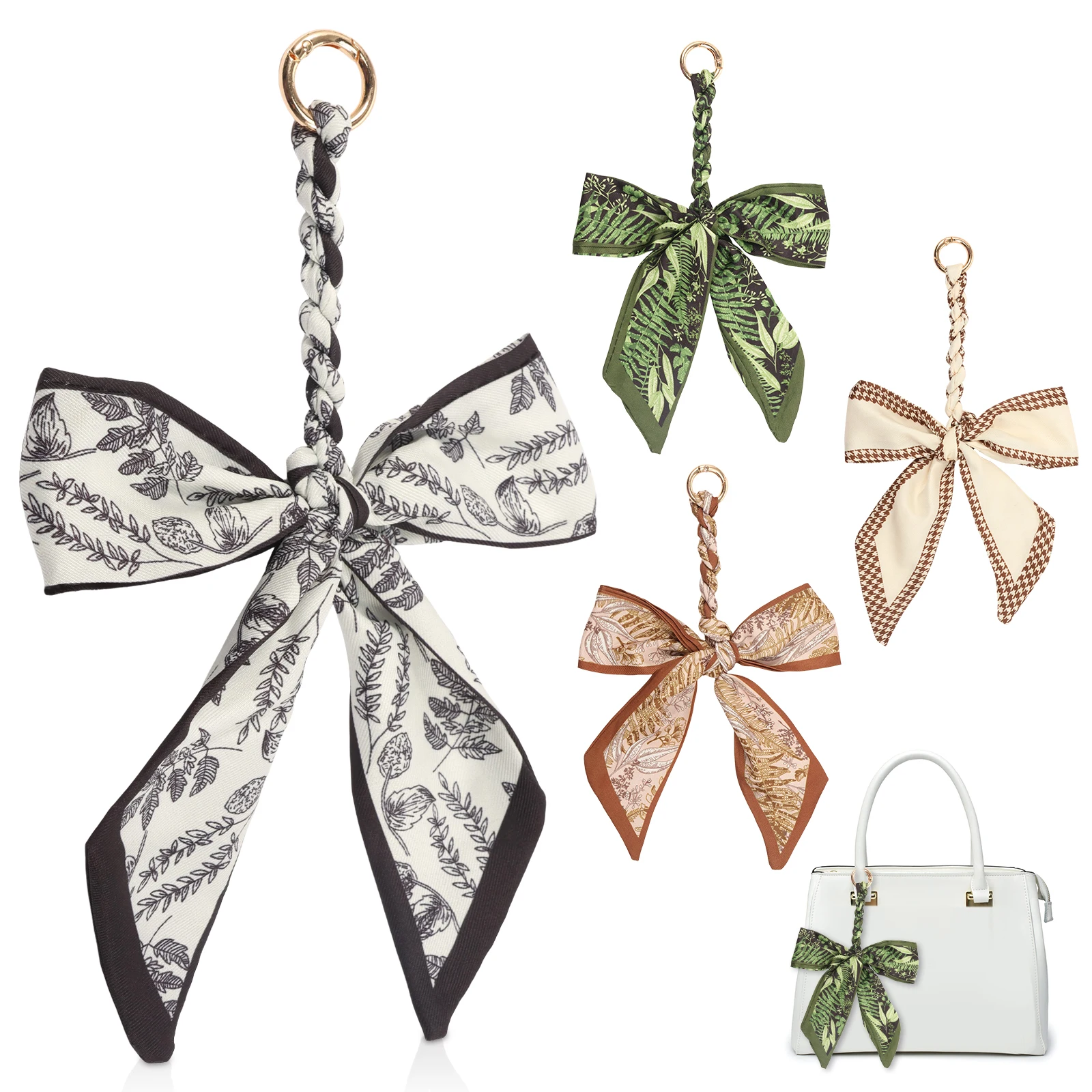 4Pcs Satin Bow Keychain Pendant Exquisite Grace Purse Bowknot Keychain Charm for Lady Handbag Purse Crossbody Bag Decoration
4Pcs Satin Bow Keychain Pendant Exquisite Grace Purse Bowknot Keychain Charm for Lady Handbag Purse Crossbody Bag Decoration
