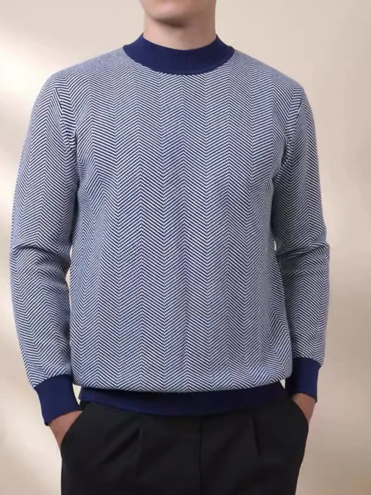 Retro Knitted Sweater Men's Commuter Warm Casual round Ne Knit Base irt Trendy f High Collar Long Sve Stripe Pattern
Retro Knitted Sweater Men's Commuter Warm Casual round Ne Knit Base irt Trendy f High Collar Long Sve Stripe Pattern