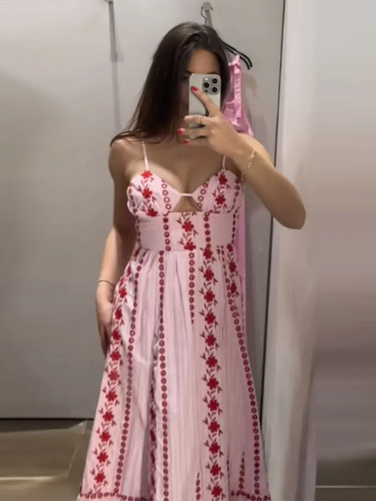 Fashion Women Floral Dress Sleeveless Spaghetti Strap Cinched Waist Slim Female Dress Chic Summer Vacation Clothes 2026 New
Fashion Women Floral Dress Sleeveless Spaghetti Strap Cinched Waist Slim Female Dress Chic Summer Vacation Clothes 2026 New