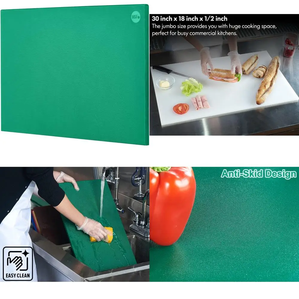Зеленая коммерческая пластиковая разделочная доска 30 x 18, с противоскользящей поверхностью для использования на кухне, цветовая кодировка, можно мыть в посудомоечной машине
Зеленая коммерческая пластиковая разделочная доска 30 x 18, с противоскользящей поверхностью для использования на кухне, цветовая кодировка, можно мыть в посудомоечной машине