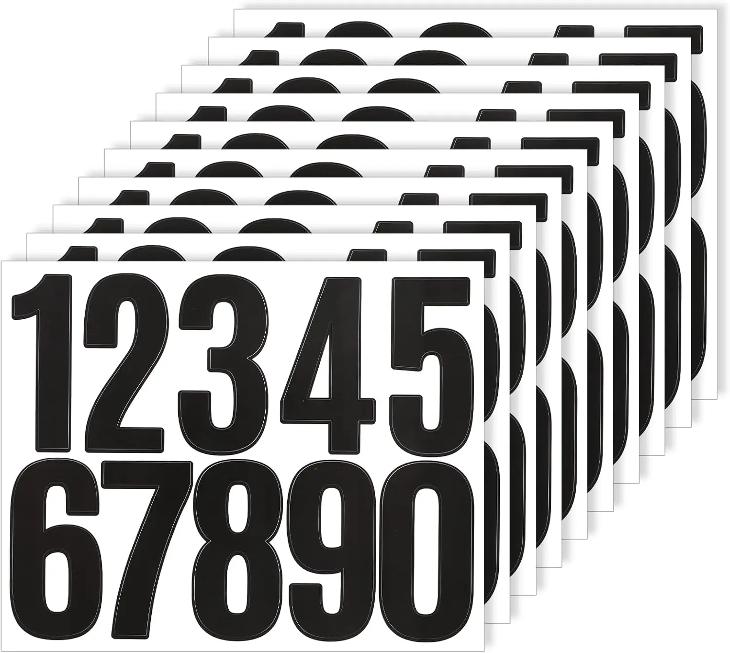 100 Pcs Self Adhesive Number Stickers 0-9, 3 Inch Black Vinyl Address Numbers for Mailbox, Apartment Door, House
100 Pcs Self Adhesive Number Stickers 0-9, 3 Inch Black Vinyl Address Numbers for Mailbox, Apartment Door, House